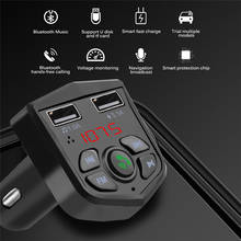 Kebidu Bluetooth 5.0 Handsfree Car Kit FM Transmitter 3.1A Quick Dual USB Charger LCD Digital Voltmeter TF Card disk AUX Player 2024 - buy cheap