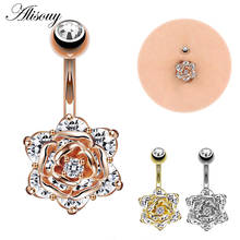 Alisouy 1 PCS sex Navel jewelry Belly piercing Rose flower navel piercing cute belly button rings piercing navel surgical steel 2024 - buy cheap