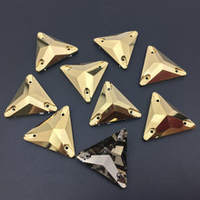 22mm 12pcs Triangle Sew On Rhinestone Gold Hematite Glass Crystal Stones Flatback Sew-on Stone For Clothes Craft Decoration 2024 - buy cheap