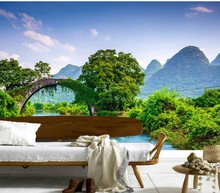 Custom 3D murals,China River Bridge Mountains Nature papel de parede,hotel restaurant living room sofa TV wall bedroom wallpaper 2024 - buy cheap