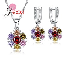 925 Sterling Silver Luxurious Flower Design Jewelry Set Necklace Earrings Pendant Decoration Wedding Decoration 2024 - buy cheap