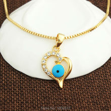 Heart Evil Eye Pendant Necklace . Gold Color Love Crystal Blue Eye Jewelry Women Girls Gift 2024 - buy cheap