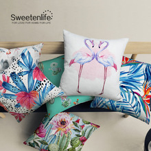 Sweetenlife-fundas de almohada de 60x60 para mujer, fundas de almohada de cojín de la serie de plantas y flamencos, nuevas personalizadas, 2018 2024 - compra barato