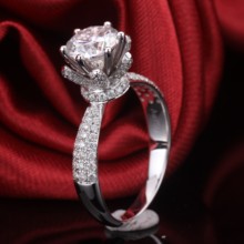 Luxury 6 Claws 18K White Gold 1.0ct Round Moissanite Diamond Engagement Ring Anniversary Ring Moissanite Ring For Women 2024 - buy cheap