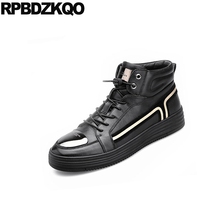 Cow Skin Winter Metal Real Leather Hip Hop High Top Skate Trainers Black Quality Red Creepers Men Italy Casual Shoes Sneakers 2024 - buy cheap