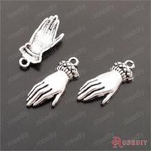 Wholesale 26*10mm Antique Silver color Buddha Hand Zinc Alloy Charms Pendants Diy Jewelry Findings Accessories 50 pieces(JM7582) 2024 - buy cheap