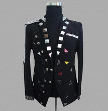 Blazer de lentejuelas para hombre, chaqueta de diseño, trajes de escenario para cantantes, Ropa de baile, vestido de estilo estrella, punk, rock, negro 2024 - compra barato