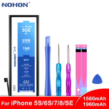 Nohon bateria original para iphone, bateria para iphone 5S, 6s, 7, 8, se, para iphone 5s, iphone 6s, substituição, real capacidade ferramentas gratuitas, 2024 - compre barato