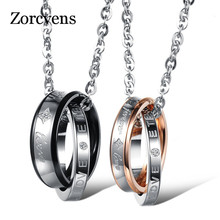 ZORCVENS 2022 New Black and Rose Gold Color Love Stainless Steel Cubic Zirconia Wedding Necklace for Women 2024 - buy cheap