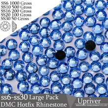 Upriver Wholesale Large Pack Bulk Packing Bright Glass Iron On SS6 SS10 SS16 SS20 SS30 Light Sapphire Hotfix Rhinestones 2024 - buy cheap