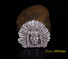 5PC 40*34MM ANTIQUE SILVER INDIAN CHIEF HEAD LEATHERCRAFT BELT PURSE  CONCHOS 2024 - buy cheap