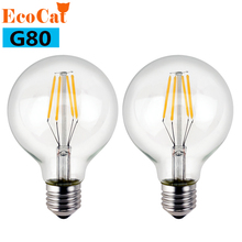 Edison LED lamp E27 AC 220V 240V LED Bulb G80 Filament Light Glass Blub Lamps 4W 6W 8W  chandelier Replace Incandescent 2024 - buy cheap