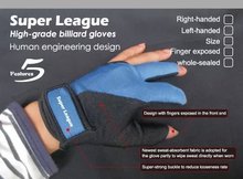 Free shipping Super League High-grade billiard gloves billiard pool Finger exposed/whole-sealed for Right-handed and Left-handed 2024 - buy cheap