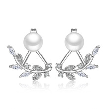 925 Sterling Silver Fashion Pearl Crystal Flower Ladies Stud Earrings Jewelry Wholesale Anti Allergy Women Gifts 2024 - buy cheap