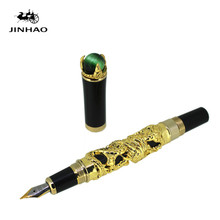 Jinhao ouro dragão rei jogar pérola multa 18kgp nib caneta fonte preto/branco/cinza para escolha escritório negócio melhor presente 2024 - compre barato