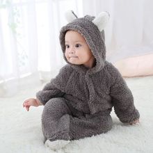 Winter Baby Clothes Flannel Baby Boy Clothes Cartoon Animal 3D Bear Ear Romper Jumpsuit Warmborn Infant Romper 2024 - buy cheap
