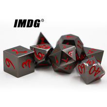 IMDG-Juego de dados creativos de Metal para niños, dados de poliedro RPG con fuente grande DND, Color rojo níquel, 7 unids/set por juego 2024 - compra barato