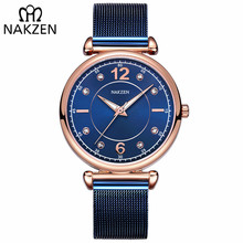 NAKZEN-reloj de cuarzo de acero inoxidable para mujer, accesorio exquisito de lujo, a la moda 2024 - compra barato