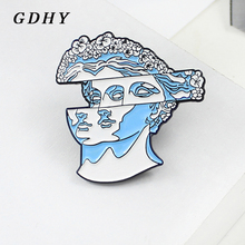 GDHY Fashion David Sculpture Blue Flower Hair Statue Brooch Enamel pin Abstract Puzzle Jigsaw David Statue Pin Badge Jewelry 2024 - buy cheap