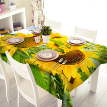 Senisaihon 3D Tablecloth Yellow Sunflower Pattern Waterproof/oil-proof Thicken Polyester Rectangular Wedding Table cloth Textile 2024 - buy cheap