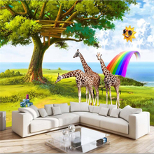 wellyu Custom wallpaper 3d children's room giraffe sun rainbow background bedroom background wallpaper 2024 - buy cheap