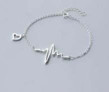 1pc 925 Sterling-Silver Clear White CZ aaa+ Heart Lifeline Pulse Heartbead Chain Bracelet 925-Sterling-Silver adjustable LS240 2024 - buy cheap