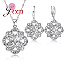 Hottest Flower Pattern Design Jewelry Set Necklace Earrings Sets Silver Statement Necklace Stud Earring for Women 2024 - buy cheap