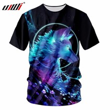 UJWI Men Casual Tshirt Summer Tops 3D Print Galaxy Space Wolf T-shirt Man Hiphop Streetwear Punk Style Workout Exercise Shirts 2024 - buy cheap