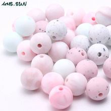 MHS.SUN Silicone Teething Beads Marble Color Round Baby Teether Bead DIY Baby Chew Silicone For Teething Necklace Making 2024 - buy cheap