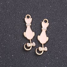 3pcs 11*37mm Direct Sale Alloy Metal Drop Oil Animal Cat Charms Pendant For DIY Bracelet Necklace Jewelry Making 2024 - buy cheap