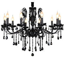 Candelabros de cristal negro de lujo, lámpara de vela de cristal K9 de diamante, iluminación Industrial, Lustre 2024 - compra barato