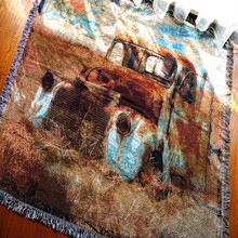 Shabby chic car vintage leisure blanket coarse cotton bed cover sofa towel rural living room Felts Double-sided tapestry Carpet 2024 - buy cheap