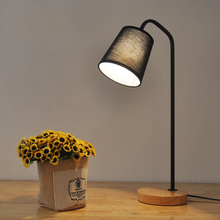 Luminária de mesa, abajur têxtil, moderno e nórdico, lâmpada de leitura em madeira e ferro, com controle de intensidade/botão 2024 - compre barato