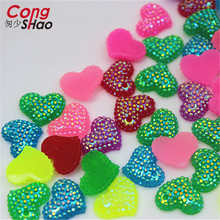 Cong Shao 200Pcs 11*13.7mm Mixed Colour Hear Resin Rhinestone Flatback Beads Strass Crystal Stones For Clothes Decoration CS43B 2024 - buy cheap