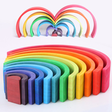 12 Pcs/Lot Rainbow Blocks Baby Toys Wooden Rainbow Stacker Nesting Blocker Creative Montessori Building Blocks Educational Toys 2024 - buy cheap