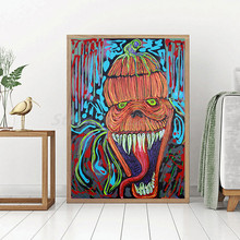 Abóbora de halloween hd, pintura em tela, pôster, impressões, arte na parede, pintura a óleo, imagem decorativa, arte moderna para decoração de casa 2024 - compre barato