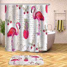 Занавеска OLOEY с фламинго для ванной комнаты, водонепроницаемая Штора для душа, дома, с 12 крючками, занавеска для ванны из полиэстера, на заказ 2024 - купить недорого