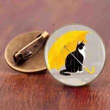Gaxybb cat cartoon brooch jewelry fashion accessories simple design supernatural steampunk cat animal brooches gift pins 2024 - buy cheap