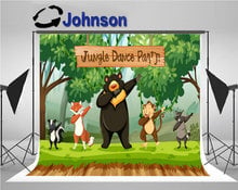 Fondo fotográfico con estampado de jungla para fiesta de cumpleaños, telón con árboles de baile de Safari, animales, Zoo, oso, zorro, Mono 2024 - compra barato