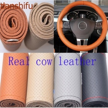 Tianshifu car steering wheel cover Real Genuine Leather good quality universal Steering Wheel Cover Free shipping 36/38/40cm 2024 - buy cheap