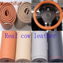 Cubierta del volante del coche de Tianshifu cuero auténtico buena calidad cubierta del volante universal envío gratis 36/38/40 cm 2024 - compra barato