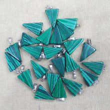 2016 fashion best selling good quality Malachite stone triangle charms pendants fit necklace making 50pcs/lot Wholesale free 2024 - buy cheap