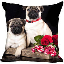 Funda de cojín personalizada perros raza PUG cuadrado cremallera funda de almohada 35X35,45X45,60X60cm (dos lados) Imprime tus fotos fundas de almohada 2024 - compra barato