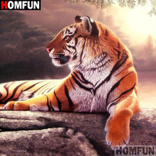 HOMFUN-pintura de diamante redondo/cuadrado completa, cuadro artesanal 5D, punto de cruz bordado 3D de "Animal tiger", decoración 5D, regalo A17367 2024 - compra barato