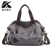 KVKY Brand Leisure Handbag Women Canvas Tote Bag Reusable Canvas Shopping Bag Large Capacity Shoulder Bag Casual Tote for Women 2024 - buy cheap