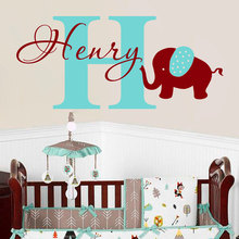 Pared de elefante adhesivo con nombre inicial personalizado niños niñas bebé decoración pegatina sala infantil niños Mural de vinilo W-63 2024 - compra barato