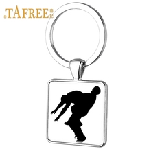 TAFREE Simple Metal Pendant square key ring Wrestling art picture Pendant Keychain Glass Cabochon for friend gift jewelry WR04 2024 - buy cheap