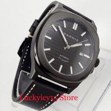 PARNIS Whole Black Sapphire Crystal 44mm Automatic Men's Watch Self Winding Auto Date Wristwatch PVD Watch Case 2024 - buy cheap