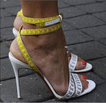 Abesire-Sandalias de tacón alto con estampado de sstilettos para mujer, zapatos de pasarela con punta abierta, tira en el tobillo, 2019 2024 - compra barato