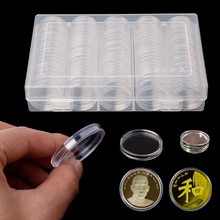 100 cápsulas de soporte para monedas, caja redonda de plástico de 30mm, organizador de almacenamiento de objetos coleccionables 2024 - compra barato